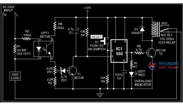 Sơ đồ mạch bảo vệ quá tải ngắn mạch