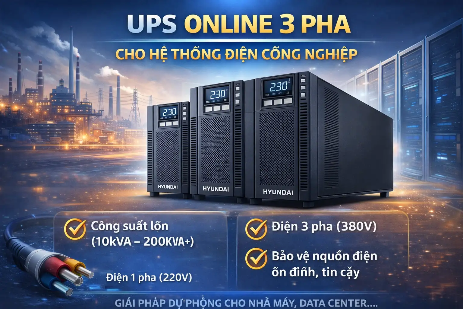 UPS online 3 pha cho hệ thống công nghiệp