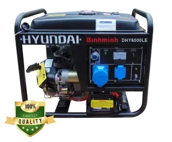 Máy phát điện chạy dầu 5KW – 5.5KW Hyundai DHY6000LE – Máy trần, đề nổ